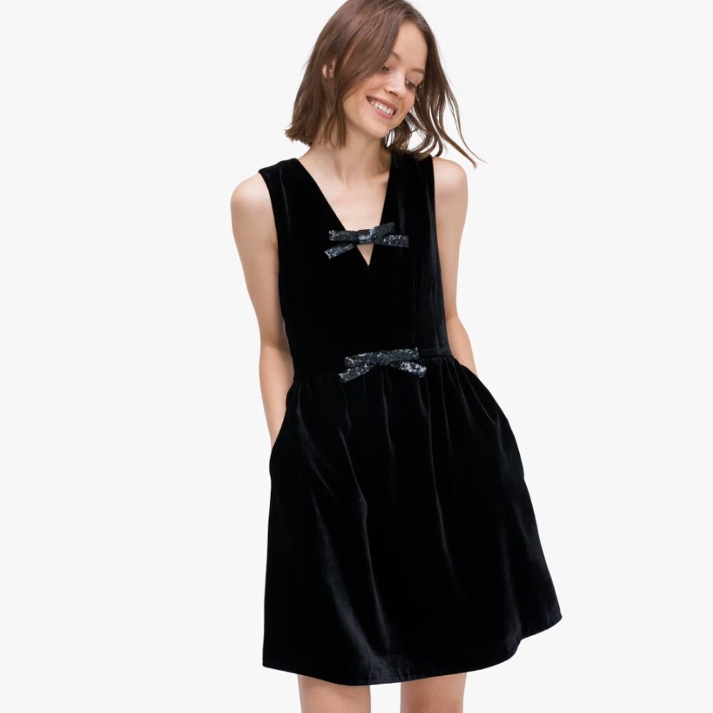 Kate Spade Sequin-bow Velvet Dress